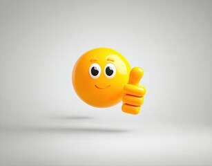 3D rendered yellow emoji with thumbs up, floating against a pale gray backdrop