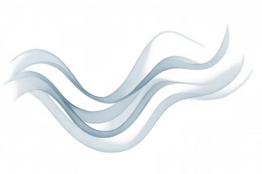 Abstract flowing blue waves creating dynamic smoky lines, elegant cool air movement on transparent background - Powered by Adobe