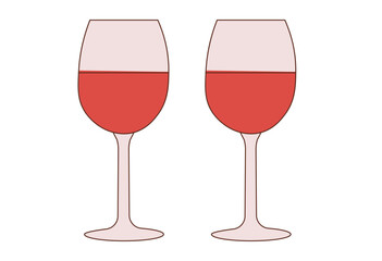Romantic dinner table illustration with wine glasses and candlelight