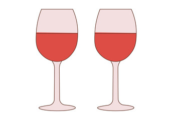 Romantic dinner table illustration with wine glasses and candlelight