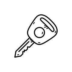 Isolated Car Key Outline on White Background Automotive Transport Concept