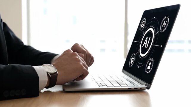 AI Artificial Intelligence Technology Concept on Laptop Screen AI powered workflow automation