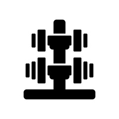 Black Dumbbell Rack Illustration on Transparent Background Exercise Equipment