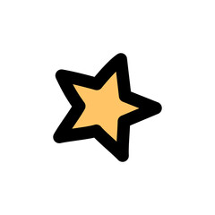 Isolated Golden Star Doodle with Black Outline on Transparent Background Symbolizing Achievement Celebration Decoration and Hand Drawn Element Simple Graphic Design