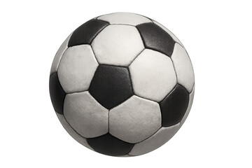 Fototapeta premium Soccer ball with classic black and white pentagon and hexagon pattern on a transparent background