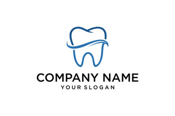 Dental care logo design with line art style.