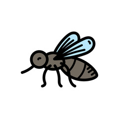 Isolated Hand Drawn Mosquito with Brown Body and Light Blue Wings on Transparent Background Illustration