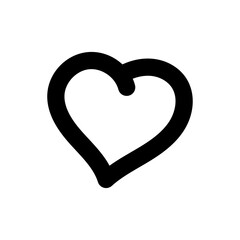 Isolated Heart Outline Simple Black Icon on Transparent Backdrop for Love and Romance Theme
