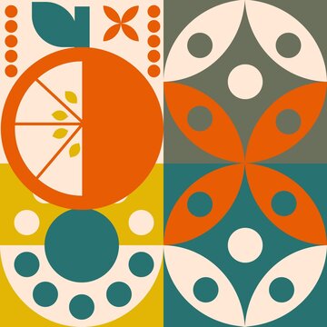 Mid Century Modern Orange Geometric Pattern