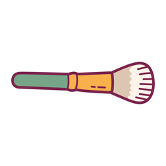 Isolated Make Up Brush Illustration with Green and Beige Handle in White Background