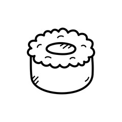 Isolated Round Cake with Hole Black Outline on Transparent Background