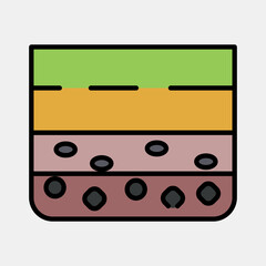 Icon soil layer. Gold mining elements. Icon in filled line style.