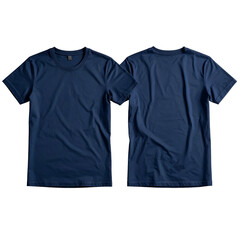 Fototapeta premium Navy blue t-shirts, front and back, isolated on a black background