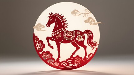 2026 Lunar New Year Paper-Cut Horse