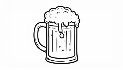 Illustration of a frothy beer mug with stylized foam overflowing, perfect for designs
