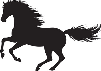 躍動感のある馬のシルエット、ベクターイラスト