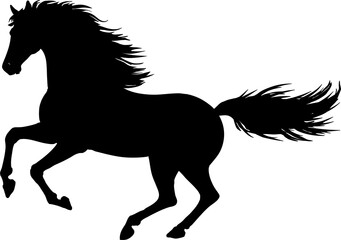 躍動感のある馬のシルエット、イラスト、切り抜き素材