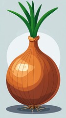 Cartoon onion with green sprout