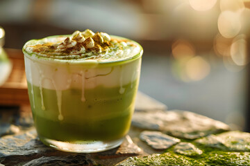 Creamy Iced Matcha Latte with Whipped Cream