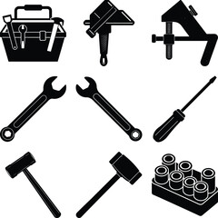 Roofer Black Vector elements isolated on white background