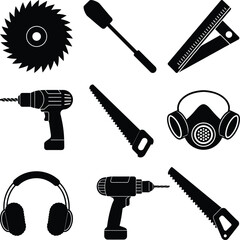 Roofer Black Vector elements isolated on white background
