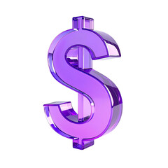 A 3D, glossy, purple dollar sign against a black background, showcasing money's value