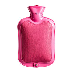 Vibrant pink rubber water bottle, isolated against black background. Detailed texture