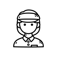 Isometric Icon of Professional Worker with Headwear Isolated on Transparent Background for Design and Presentation with Bold Black Outlines