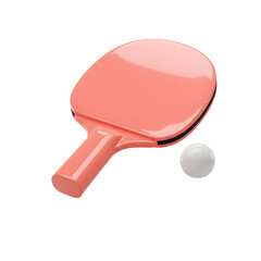 Stylish Pink Ping Pong Racket and Ball Isolated on Transparent Background: Fun 3D Sport Equipment