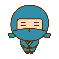 お辞儀をしているかわいい忍者のキャラクターイラスト　シンプルで親しみやすい和風のゆるキャラ