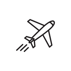 Simple Outline Airplane Flying with Trail Line Icon Symbol