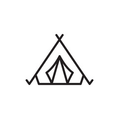 Minimalist Line Art Camping Tent Shelter Structure Outline Icon