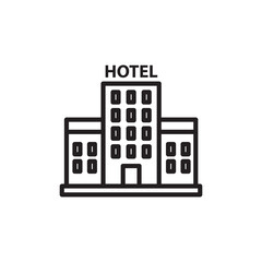 Simple Outline Hotel Building Minimalist Line Art Hospitality Accommodation Icon