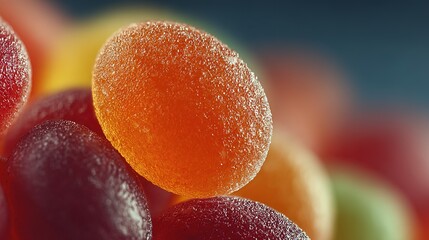 Close up of colorful jelly beans candy sweet treat confectionery dessert.