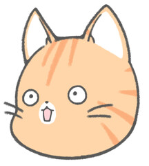 Surprised cute brown tabby cat character icon