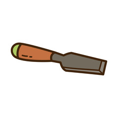 Cartoon Chisel with Wooden Handle on Transparent Background for Labor Day