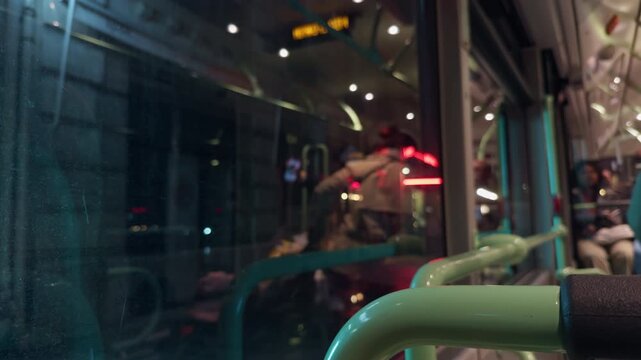 Enjoying a captivating nighttime cityscape view from a bus window an urban transit adventure in the vibrant city