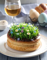 Floral pastry, artful Easter dessert