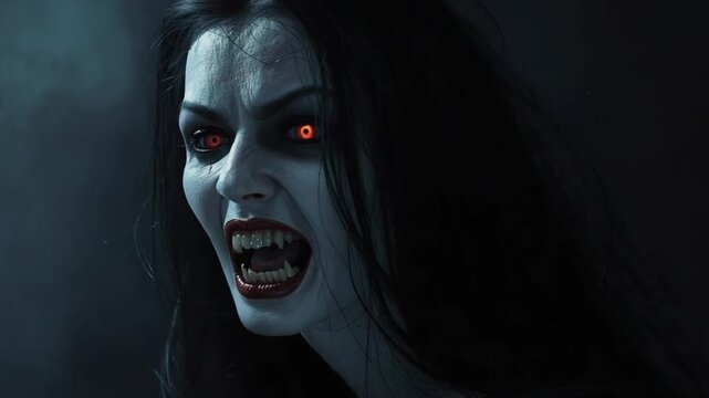 Vampire Queen with Glowing Red Eyes
