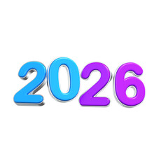 Glossy 3D Year 2026 Celebration Decoration with Gradient Colors on Black