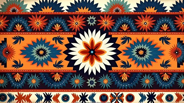 Colorful Textile Pattern Design - Intricate Floral and Geometric Motifs.