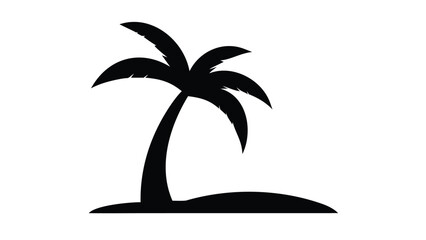 Solid Black Silhouette Vector of a Coconut Palm Tree