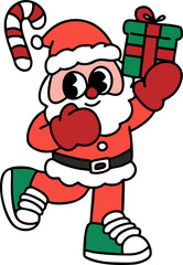 
Cartoon, vintage, Christmas, cute, fun, Santa, minimal, illustration, vector, banner