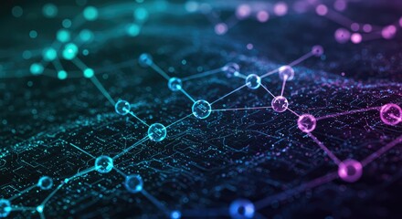 Dynamic digital network seamlessly flowing with vibrant data across an advanced circuit board, illuminating futuristic technology and innovative connectivity solutions.