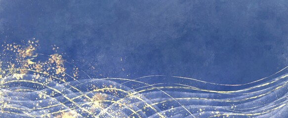 光る波 手描き和風背景