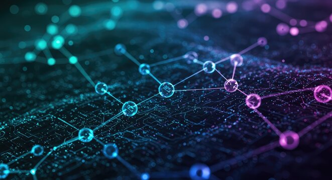 Dynamic digital network seamlessly flowing with vibrant data across an advanced circuit board, illuminating futuristic technology and innovative connectivity solutions. - Powered by Adobe