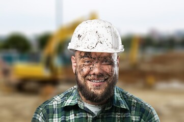 Portrait of a Strong Young Masculine Contractor Engineer