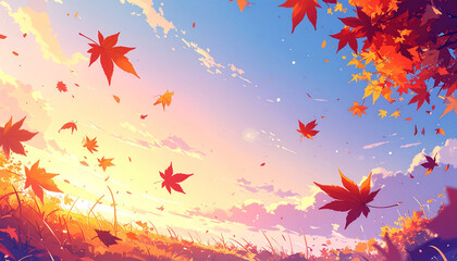 sunset in the forest