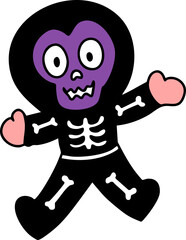 Halloween party cartoon, kids having fun on Halloween, hand drawn illustration, vector