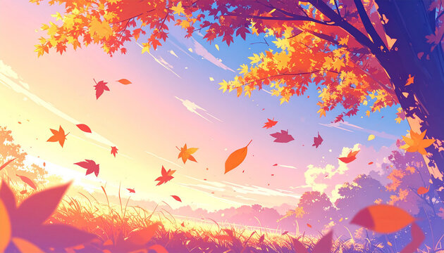 sunset in the forest